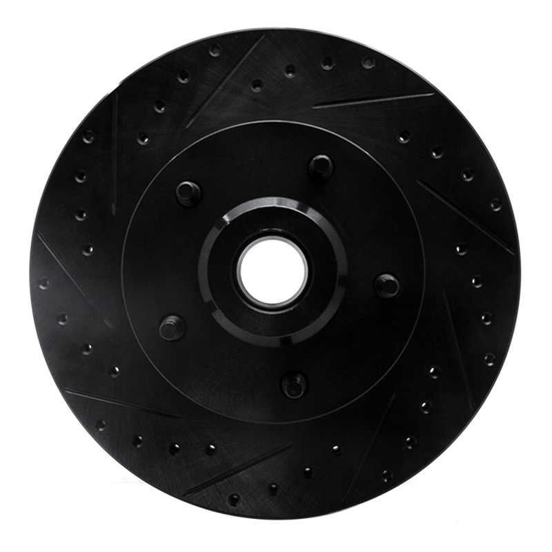 Dodge Ram 1500 Van Brake Rotor (1) - Front Left - R1 Concepts - Drilled & Slotted - Black - 2003